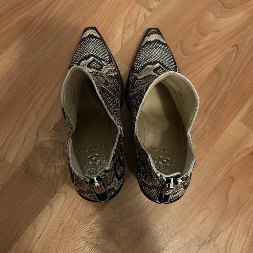 Vince Camuto Snake Skin Black and White Ankle Booties - Picture 4 of 11